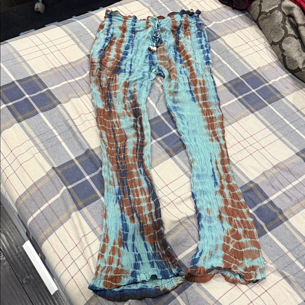 Raya Sun Blue and Brown Tie-Dye Track Pants